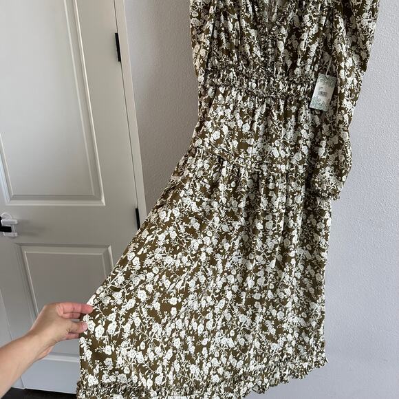 HYACINTH HOUSE  Olive Floral Renee Ruffle Midi Dress Size XS - Picture 3 of 8